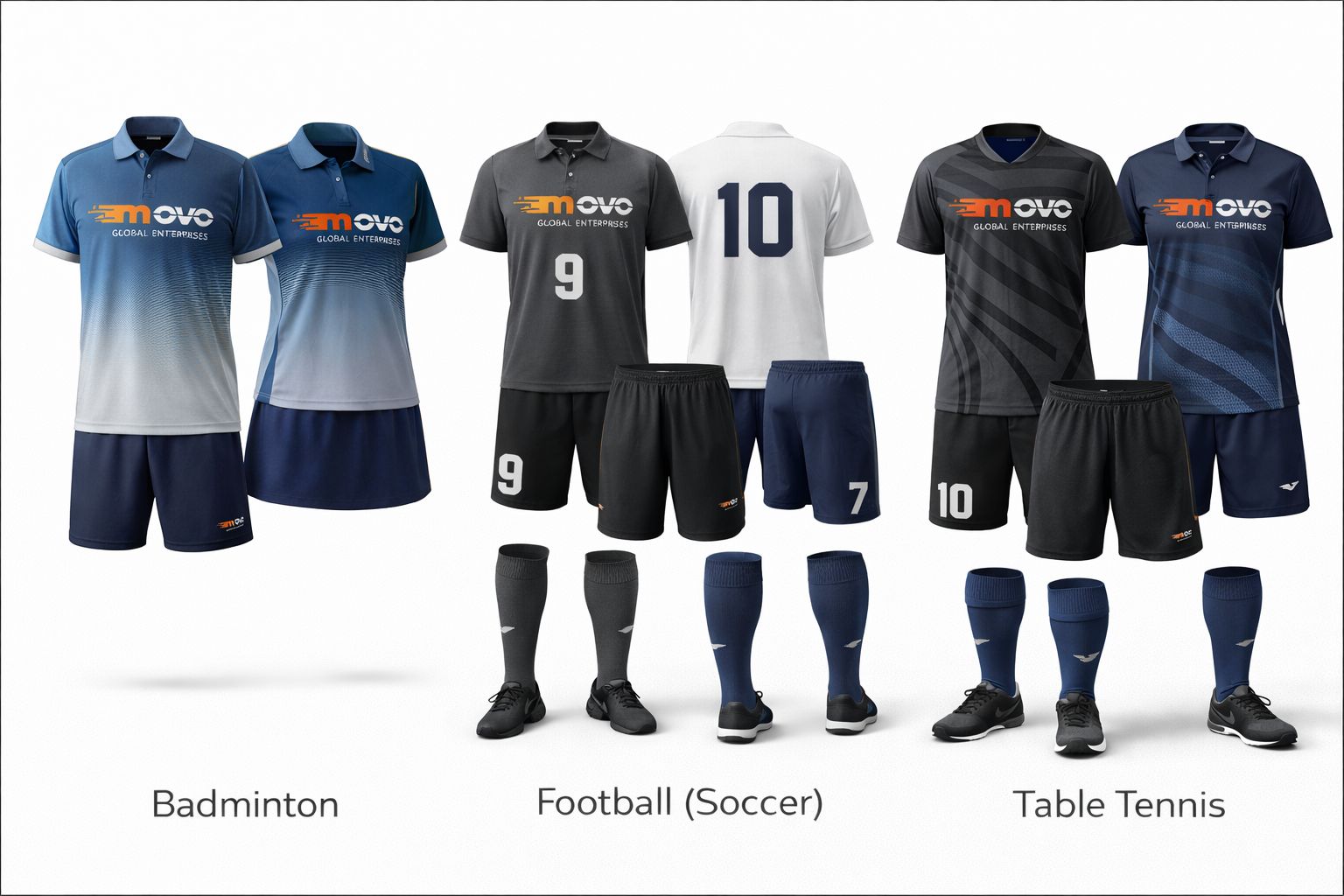 Team Jerseys - Badminton, Football, Table Tennis