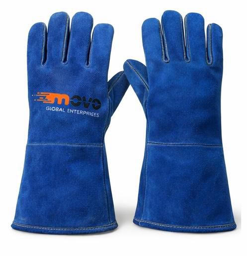 Blue Leather Welding Gloves